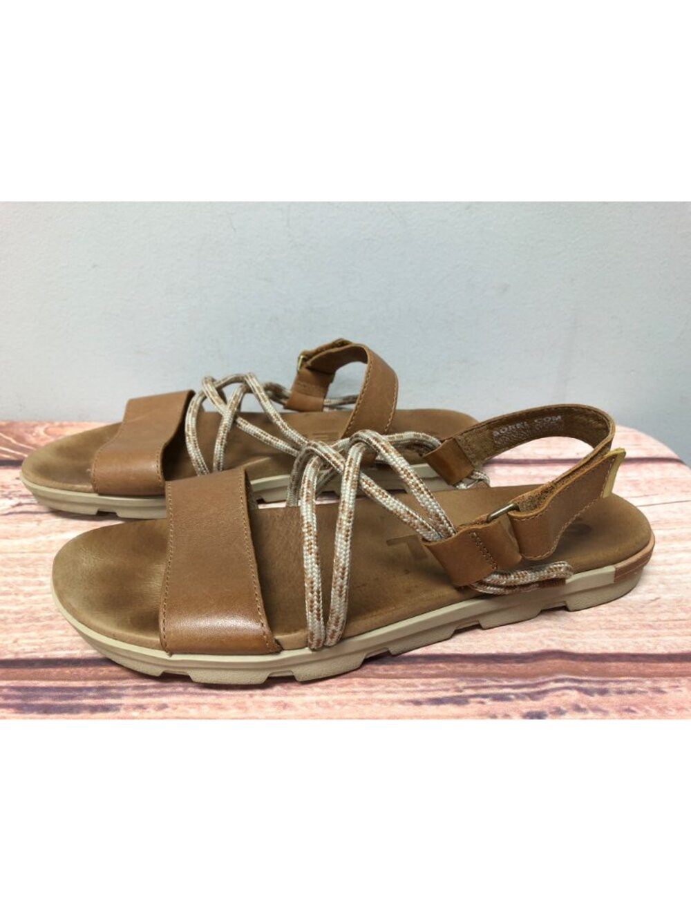 Sorel Womens 10.5 Torpeda II Brown Leather Rope Flat Slingback Sandals